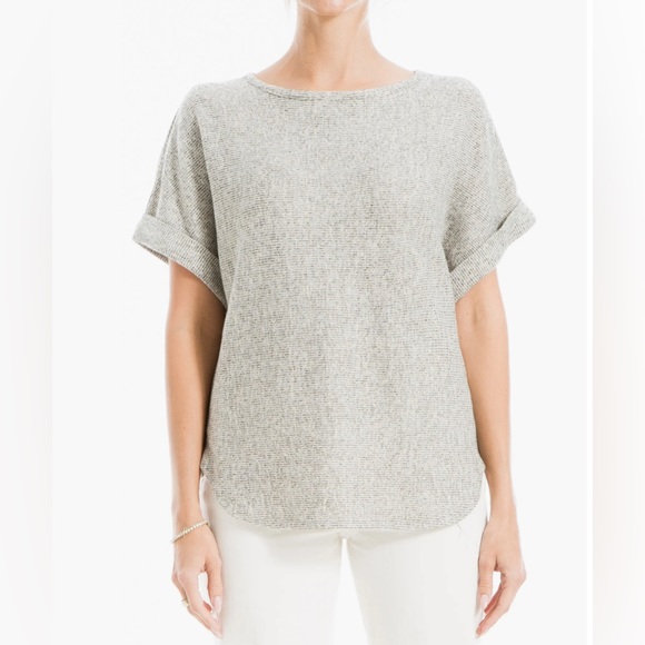 Max Studio Tops - Max Studio Oat & Black Short Sleeve Boat Neck Soft Ribbed Knit Top NWOT Size 2X